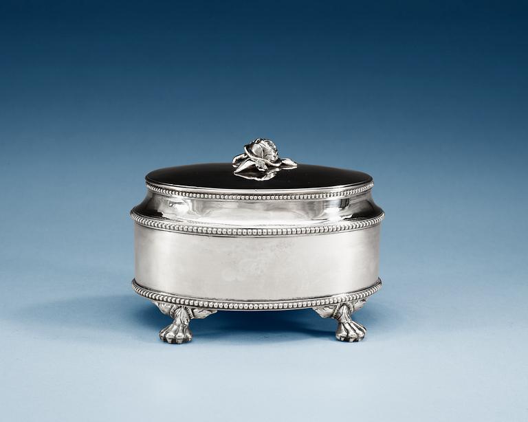 A SWEDISH SILVER SUGAR-CASKET, Makers mark of Johan Malmstedt, Gothenburg 1795.