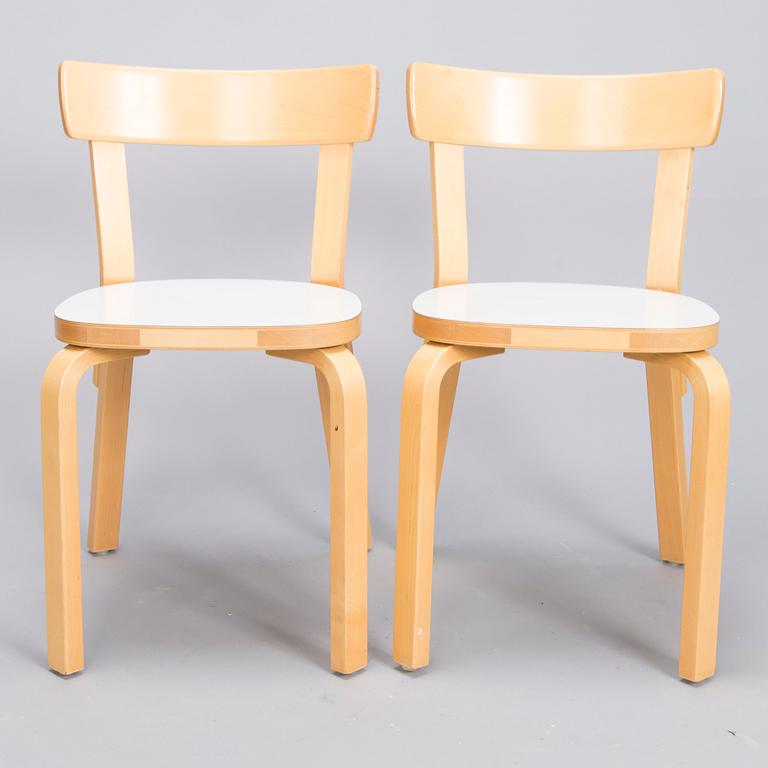 ALVAR AALTO, STOLAR, 6 st, modell 69, Artek. Formgiven år 1935.