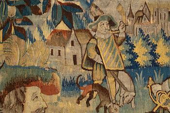 A tapestry, "Wolf hunting", tapestry weave, ca 250,5 x 240,5 cm, Flanders first half of the 17th century or older.