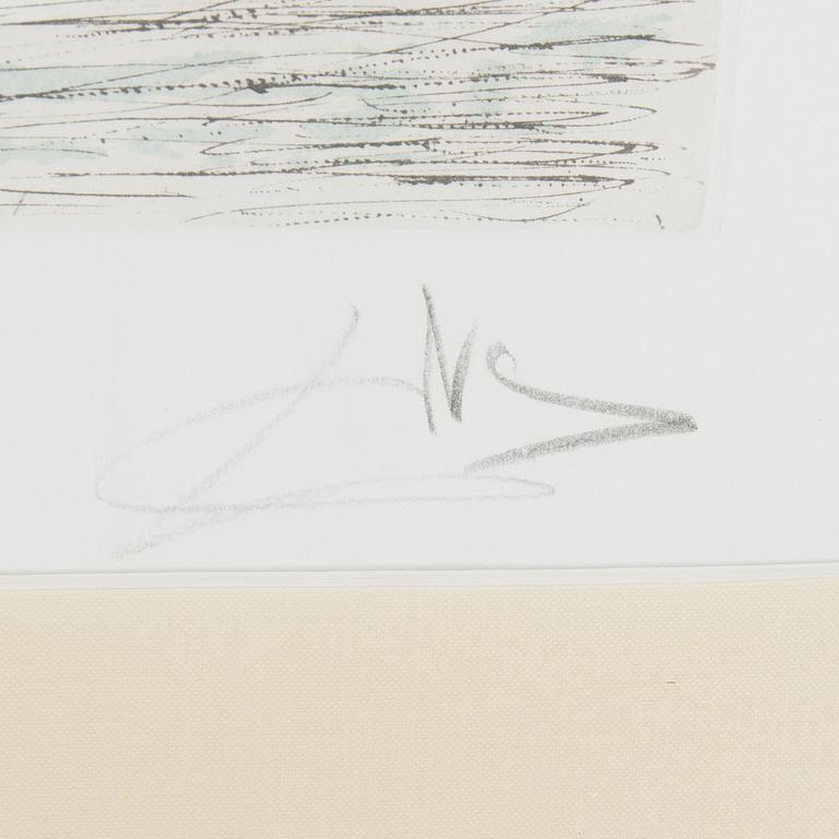 SALVADOR DALÍ, handkolorerad färgetsning med torrnål, sign o numr 124/150.