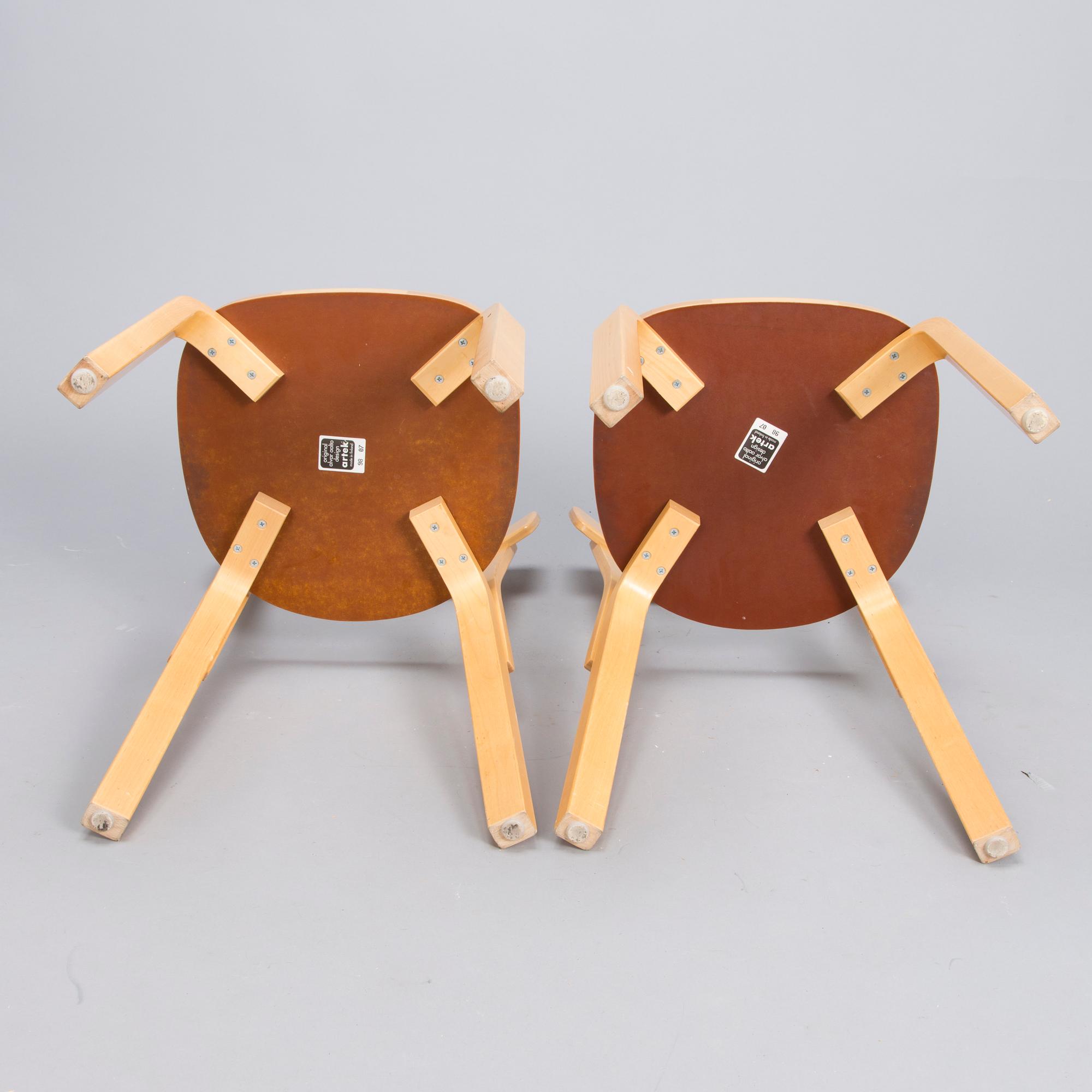 ALVAR AALTO, TUOLEJA, 6 kpl, malli 69, Artek. Malli muotoiltu v. 1935.