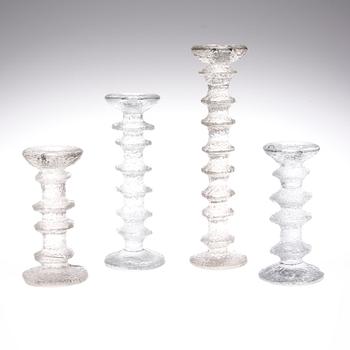 LJUSSTAKAR, 7 st, glas, "Festivo", signerade TS, Timo Sarpaneva, Iittala.