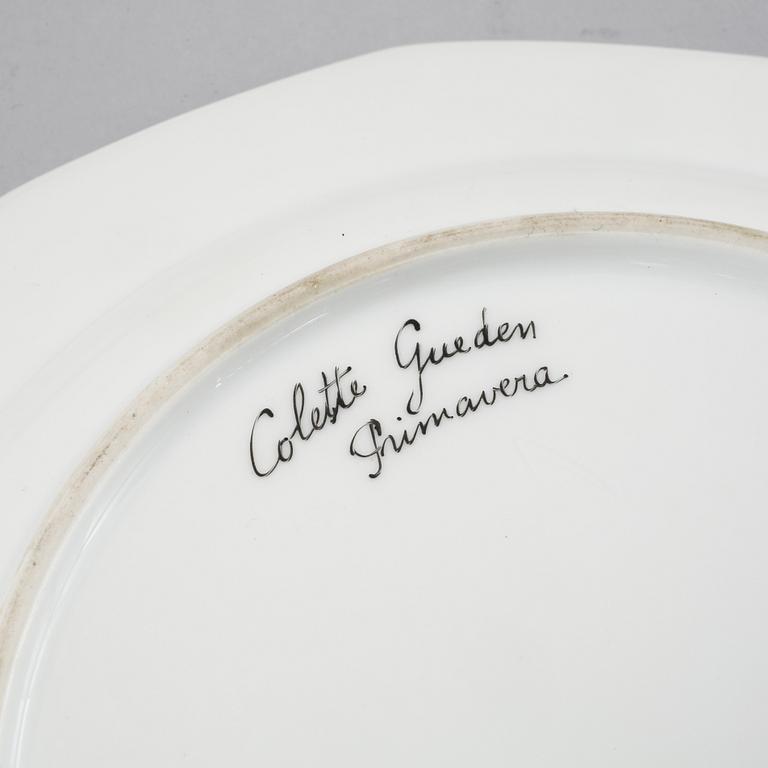 Six porcelain small plates by Colette Gueden for Limoges, second quarter of the 20th century.