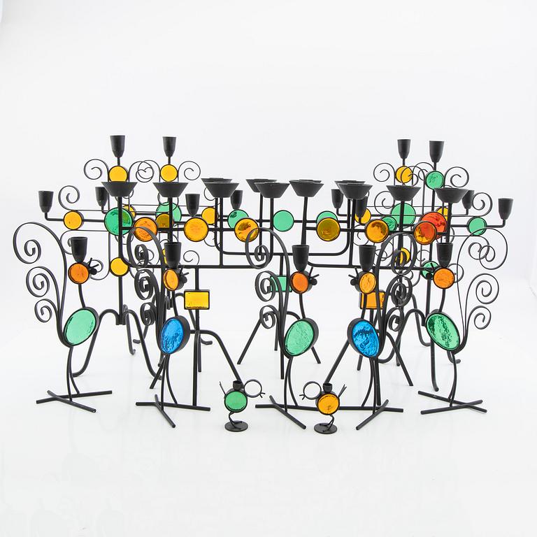 Gunnar Ander, Collection of Candleholders / Candelabra, 14 pieces, Ystad Metall.
