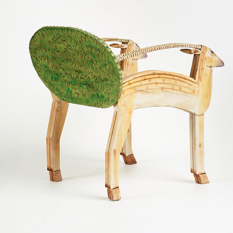 Gérard Rigot, a sculptural chair, France, signed and dated 1992.