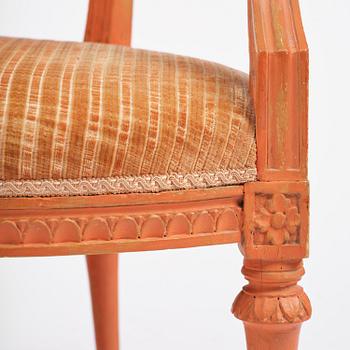 A pair of Gustavian armchairs by J E Höglander (1777-1813).