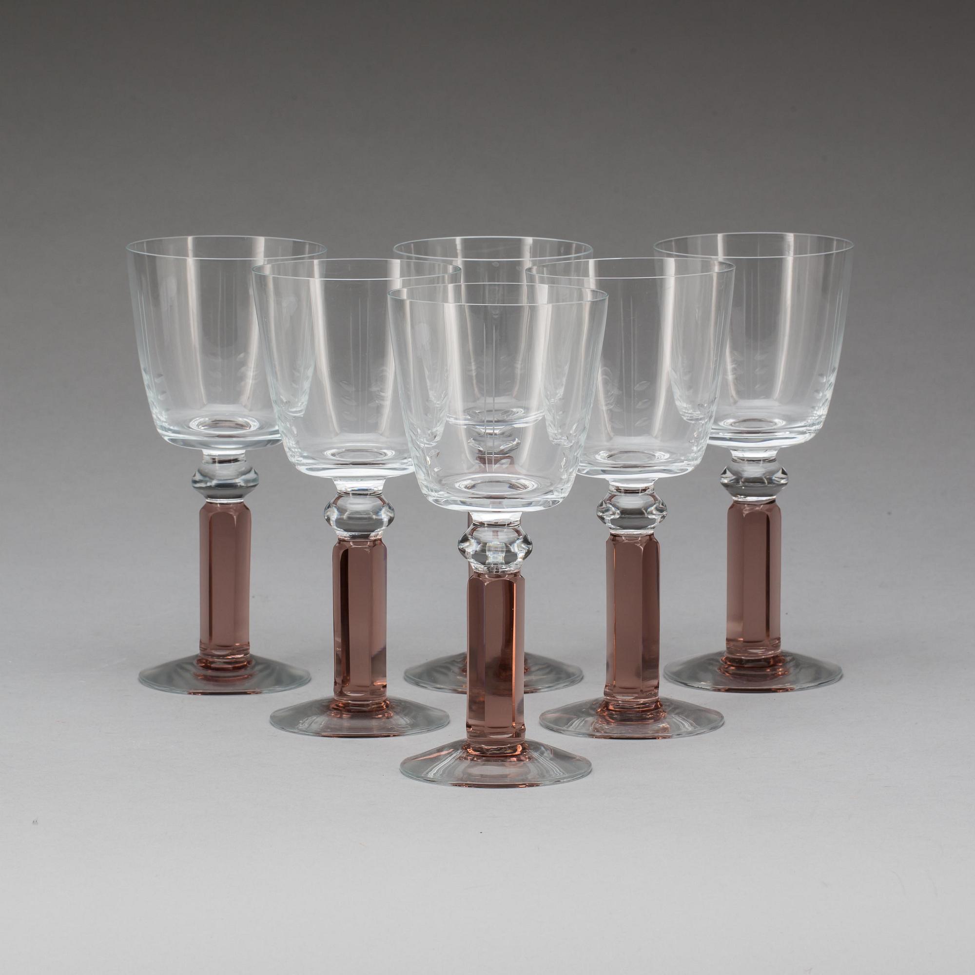 VINGLAS, 6 st, "Versailles", Gunnar Cyrén, Orrefors.