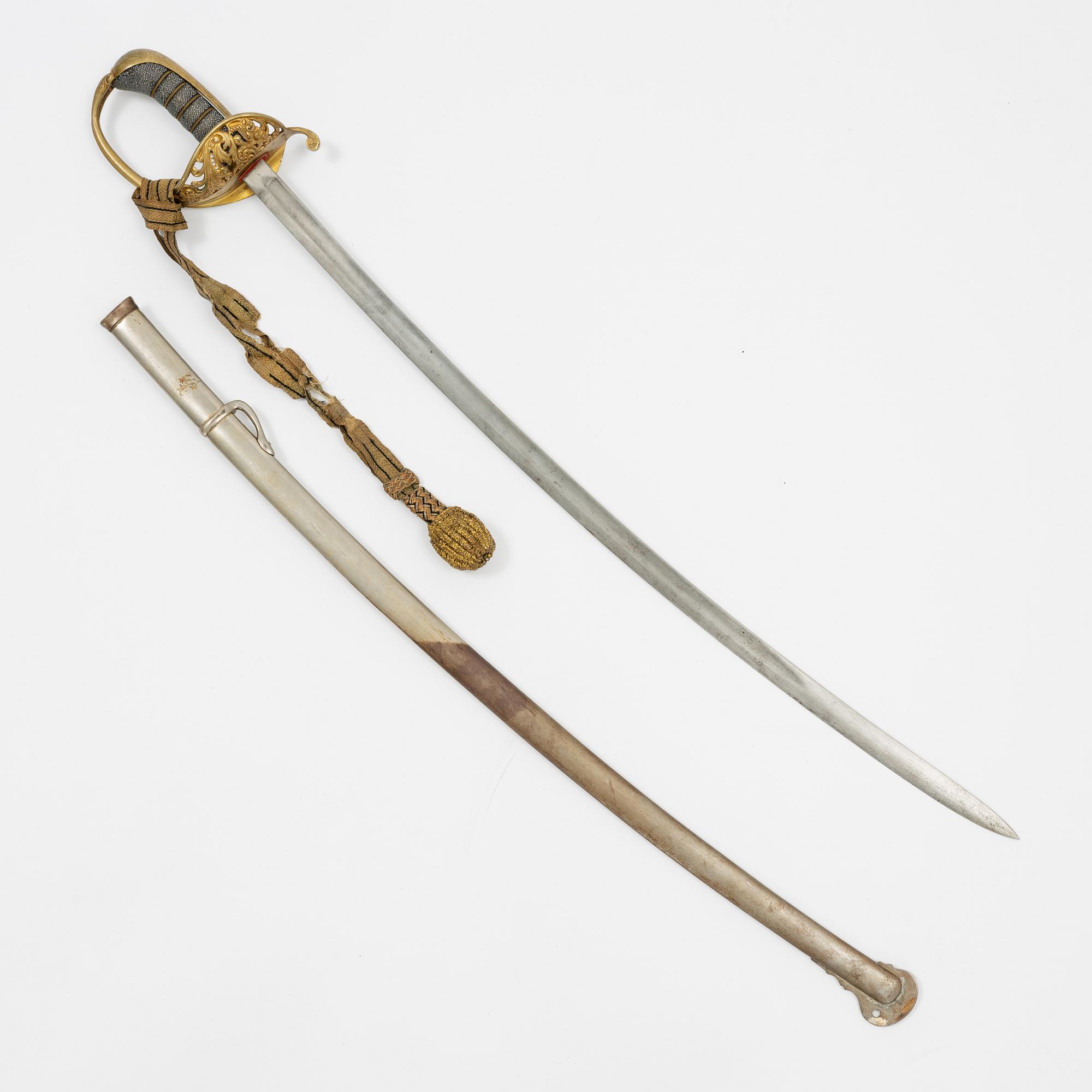 Sabel, svensk, för officer, med balja, 1800-talets andra hälft.