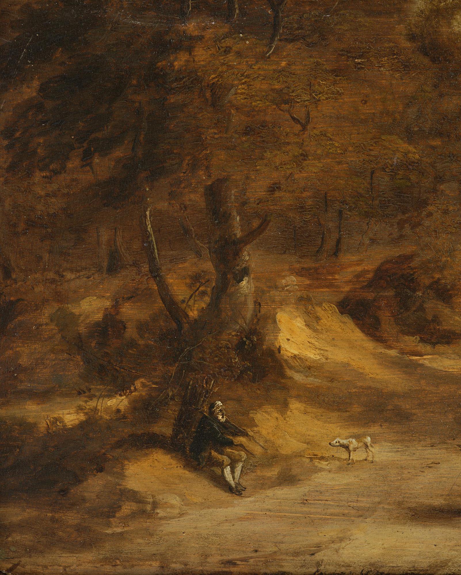 Lodewyk de Vadder, attributed to, Landscape with wandering figures on the road.
