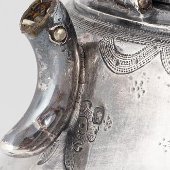 Teservis, 3 delar, silver, Frankrike och England, 1800-tal.