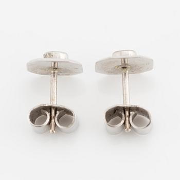 Earrings, a pair, 18K white gold octagonal-shaped with small brilliant-cut diamonds.