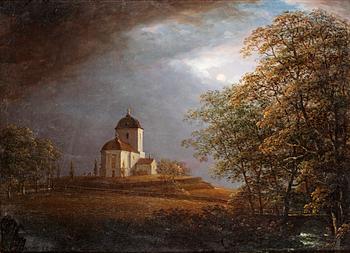 346A. Carl Johan Fahlcrantz, Utsikt mot Andrarums kyrka.