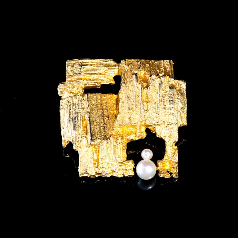 BROSCH, 14K guld, pärlor. Björn Weckström, Lapponia 1970. Vikt ca 10,7 g.