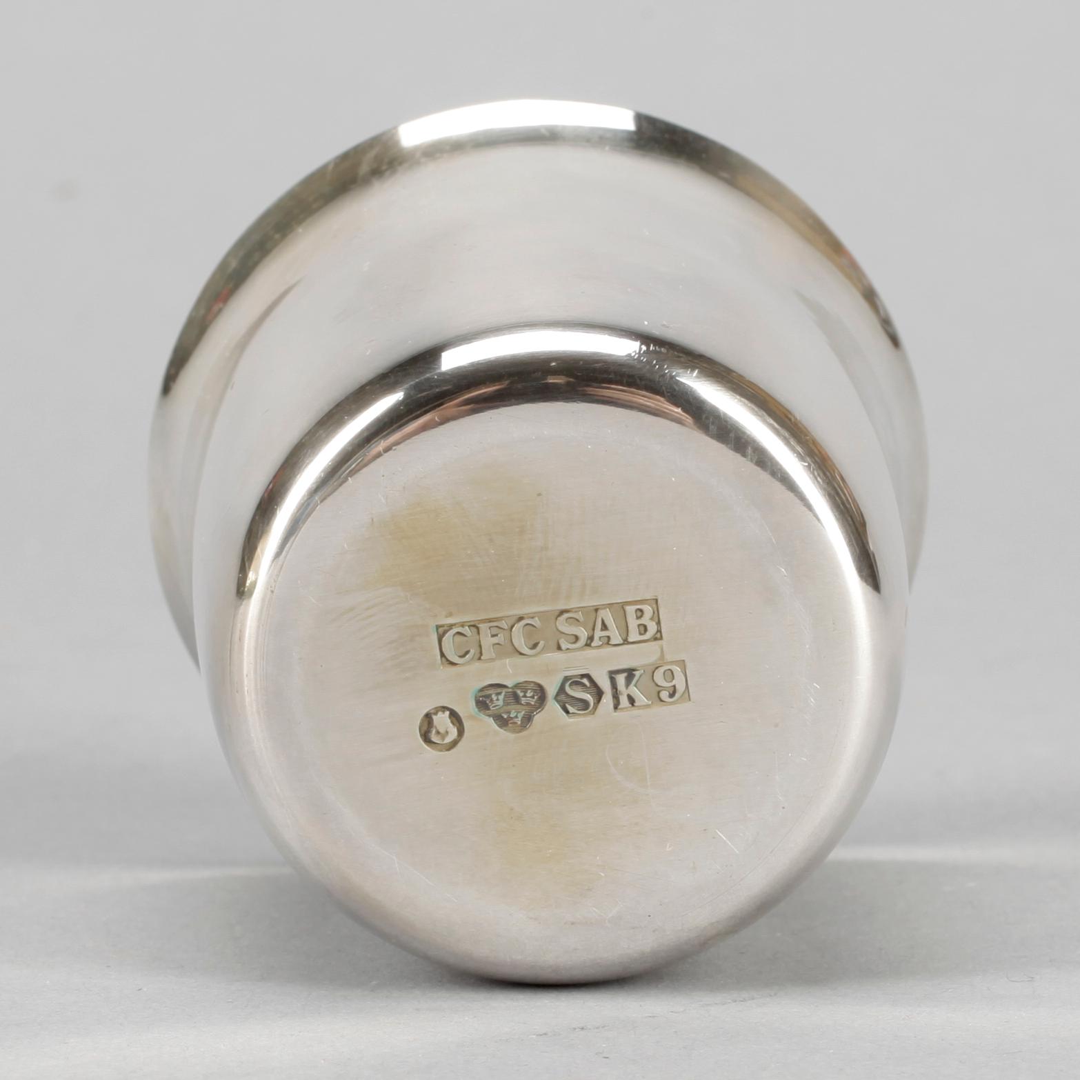 SUPKOPPAR, 6 stycken, silver, CF Carlman Stockholm 1960. Total vikt ca 390 gram.