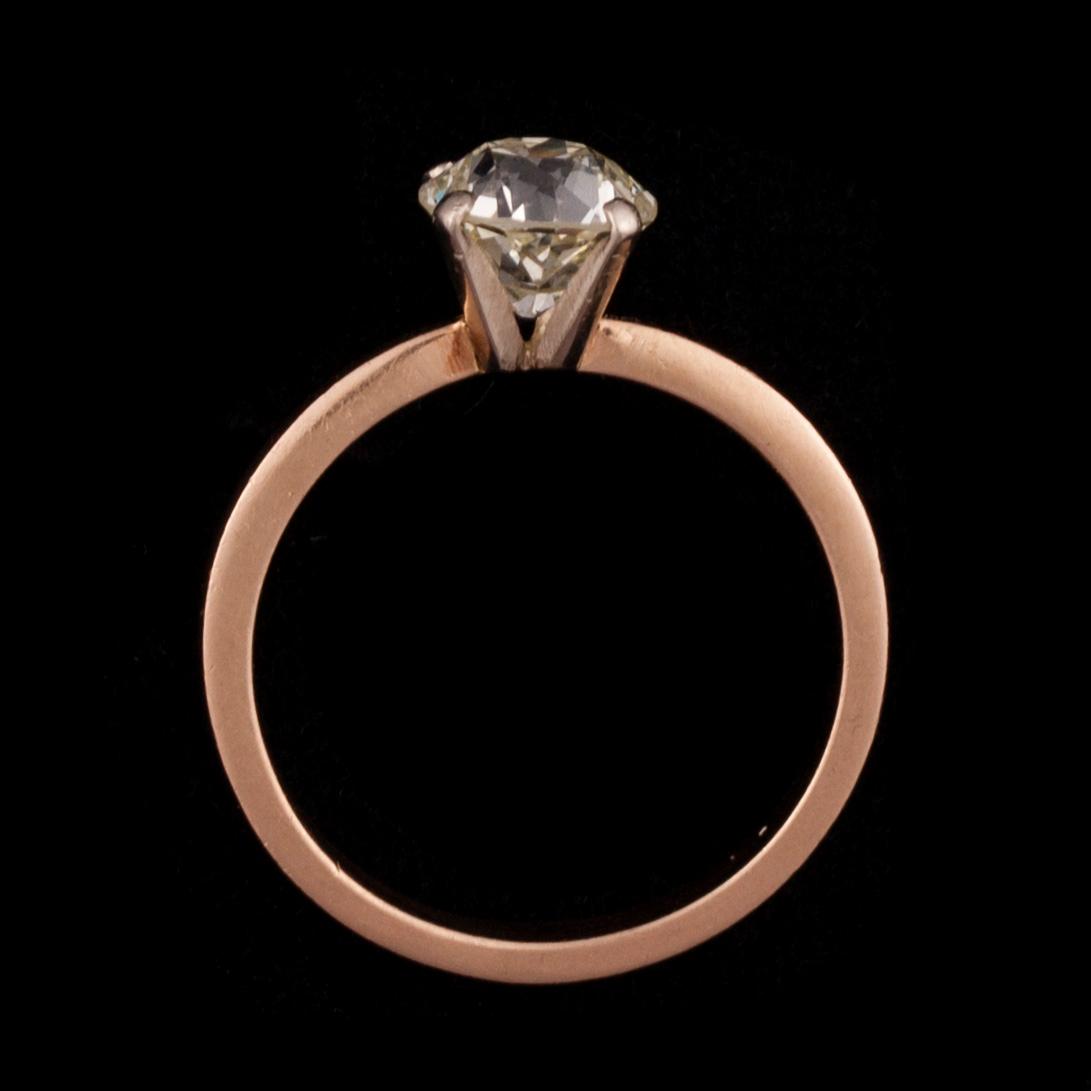 RING, 14K guld, gammalslipad diamant. Vikt ca 2,9 g.