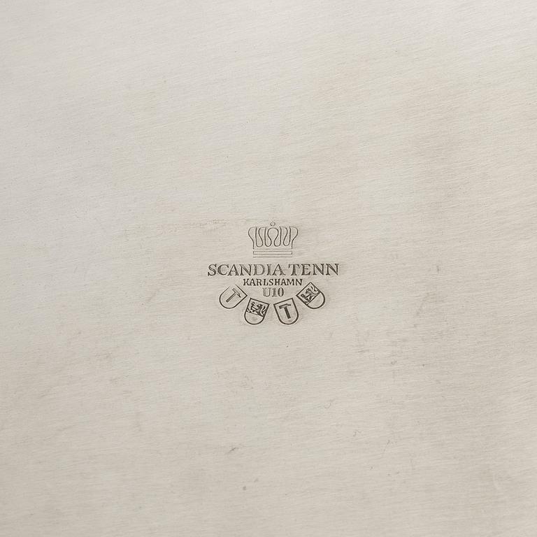 Eight Swedish pewter plates, Scandia tenn, Karlshamn 1994-95.