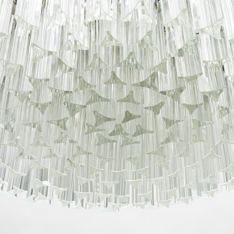 An Italian glass and chrome ceiling light, 21st Century.