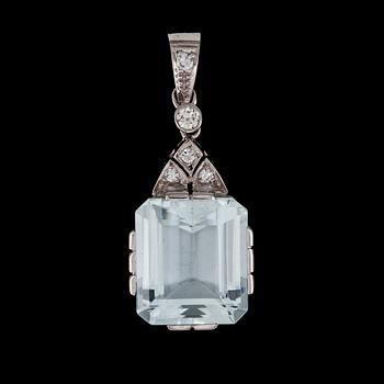 181. PENDANT, aquamarine and brilliant cut diamonds, Malmö, 1970.