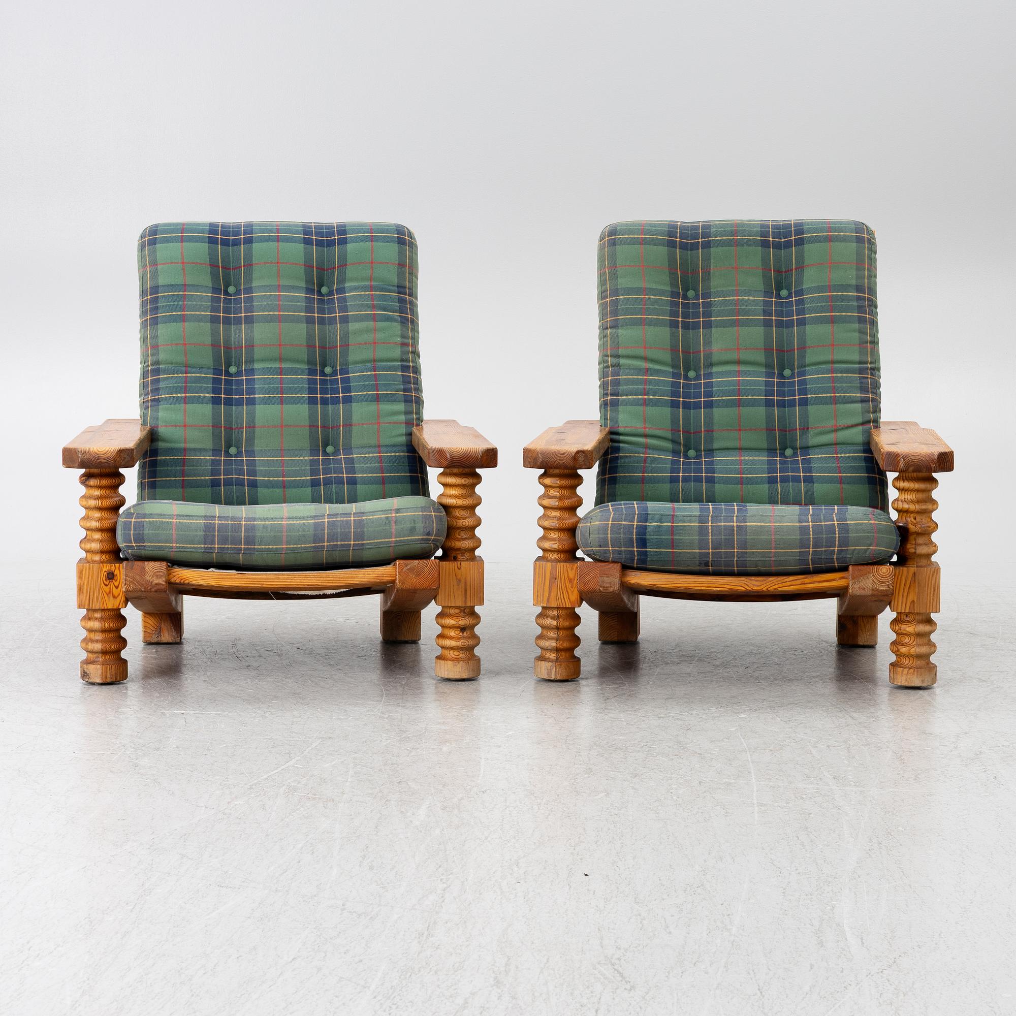 Uno & Östen Kristiansson, Armchairs, a pair, Luxus, Vittsjö, 1970s.