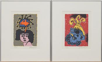 BEVERLOO CORNEILLE, 2 st, färgserigrafier, signerade och daterade 91, numrerade 94/200.