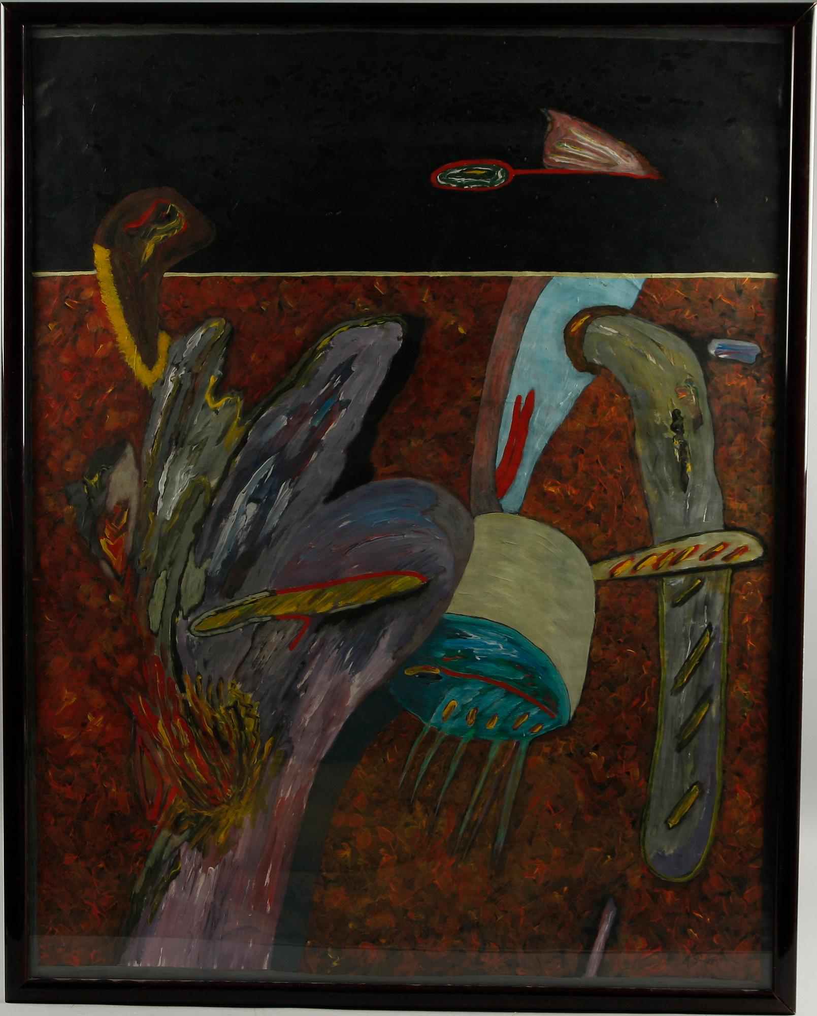 KAI SÖRLIE, akryl på papper, monogramsign samt dat -85.