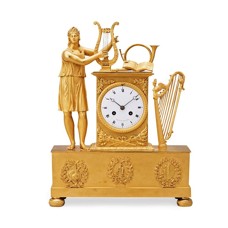 A French Empire 19th century gilt bronze mantel clock.