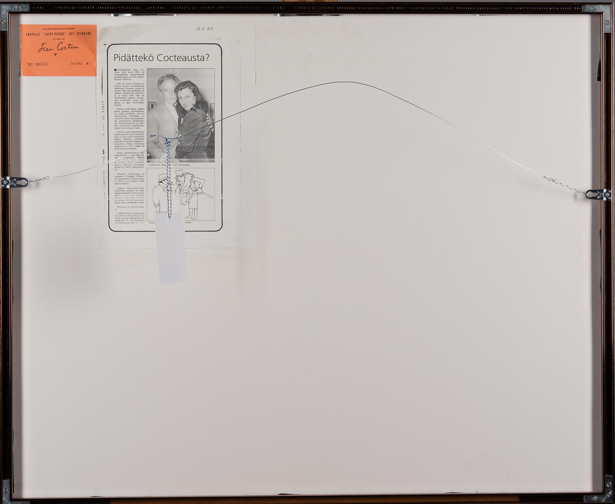 JEAN COCTEAU, litografi, signerad, numrerad 26/35 samt daterad -57.