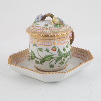 A "Flora Danica" custard cup with stand and lid, Royal Copenhagen, Denmark.