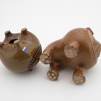Lisa Larson, figuriner, 2 st, "Bulldog", Gustavsberg.