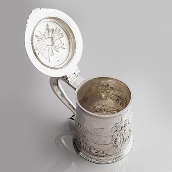 John Jackson, dryckeskanna, silver, London 1698-1699.