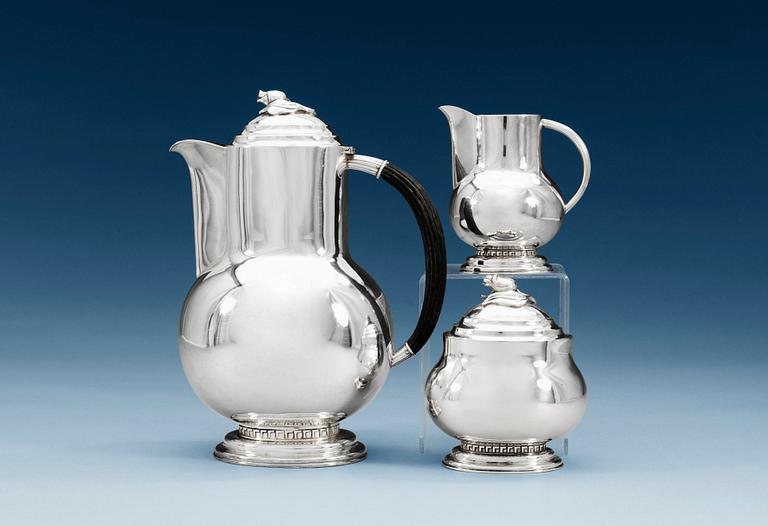 SVEN CARLMAN, kaffeservis, 3 delar, CF Carlman, Stockholm 1945.