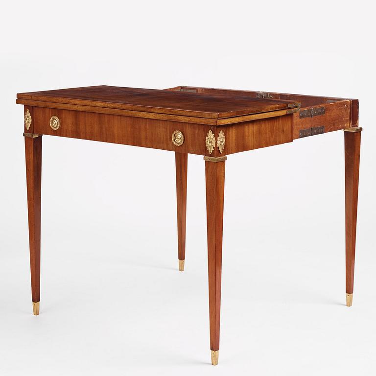 A Gustavian mahogany games table by Georg Haupt (master in Stockholm 1770-84).