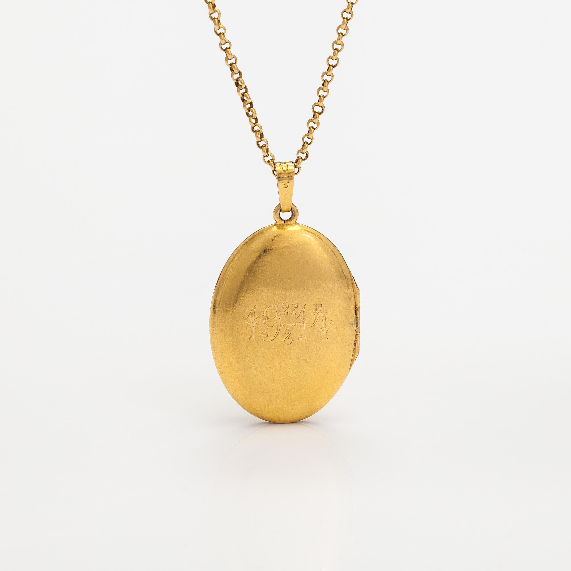 Halsband med medaljong, 18K guld.