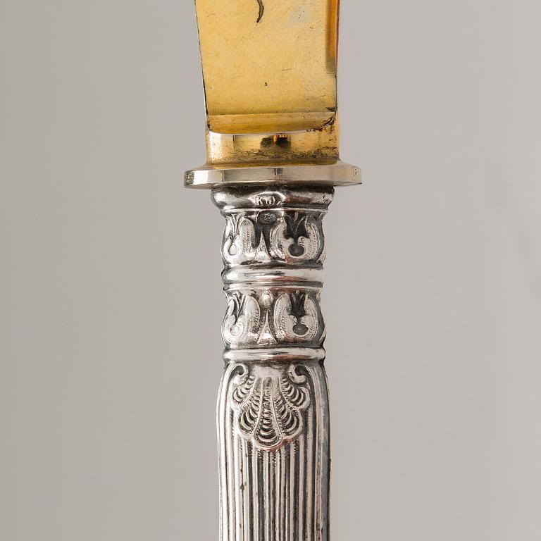 SERVERINGSBESTICK, 2 par, silver och förgyllt stål, Karl Hohmann, Pforzheim, Tyskland, 1920-30-tal.