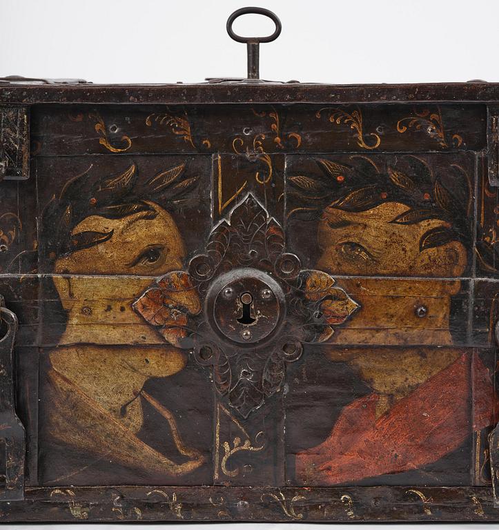 A Baroque German presumably Nuremberg iron 'Armada' chest, later part 17th century.