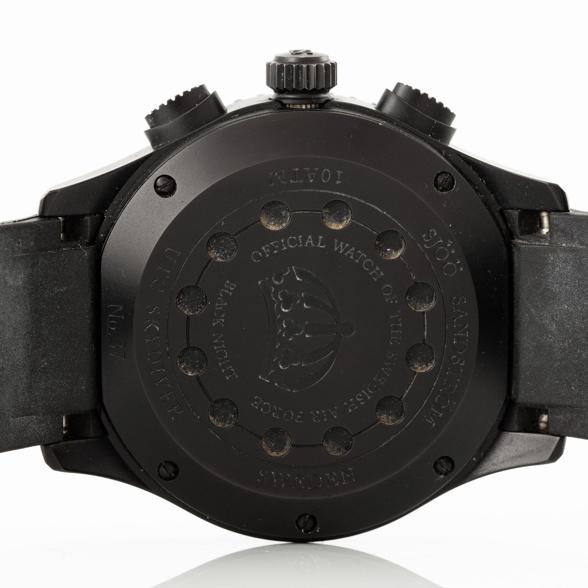 Sjöö Sandström, UTC Skydiver Black Night, wristwatch, 44.2 mm.
