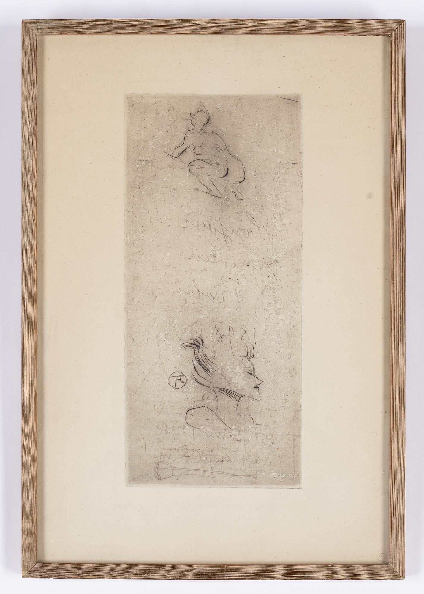 Henri de Toulouse-Lautrec, dry point etching, signed in the plate, 1898.
