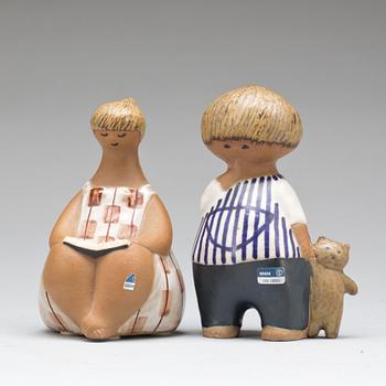 FIGURINER, 2 st, stengods, Lisa Larson.