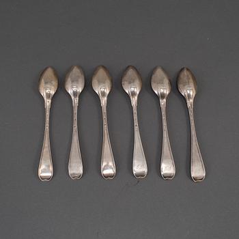 A Swedish set of six early 19th century silver ice-cream spoons, mark of Stephan Westerahle, Stockholm 1804.