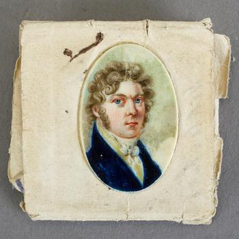 MINIATYRPORTRÄTT, 2 st, empire, gouache på ben, 1800-talets första hälft.