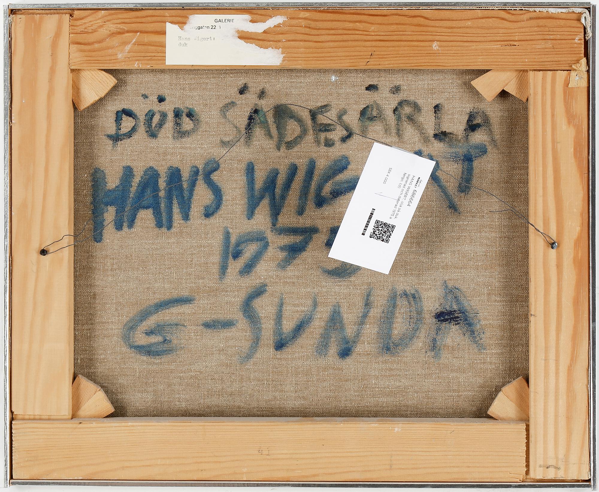 HANS WIGERT, olja på duk, signerad och daterad 1975 a tergo.