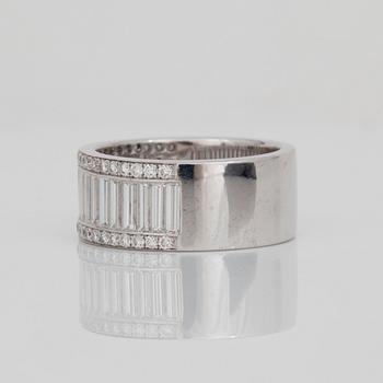 A brilliant- and baguette-cut diamond ring.
