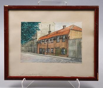 OKÄNDA KONSTNÄRER, 3 st, akvarell, teckning, sign. Omkring 1900.