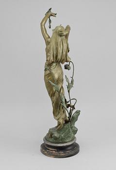 SKULPTUR, jugend, patinerad metall, omkring år 1900.