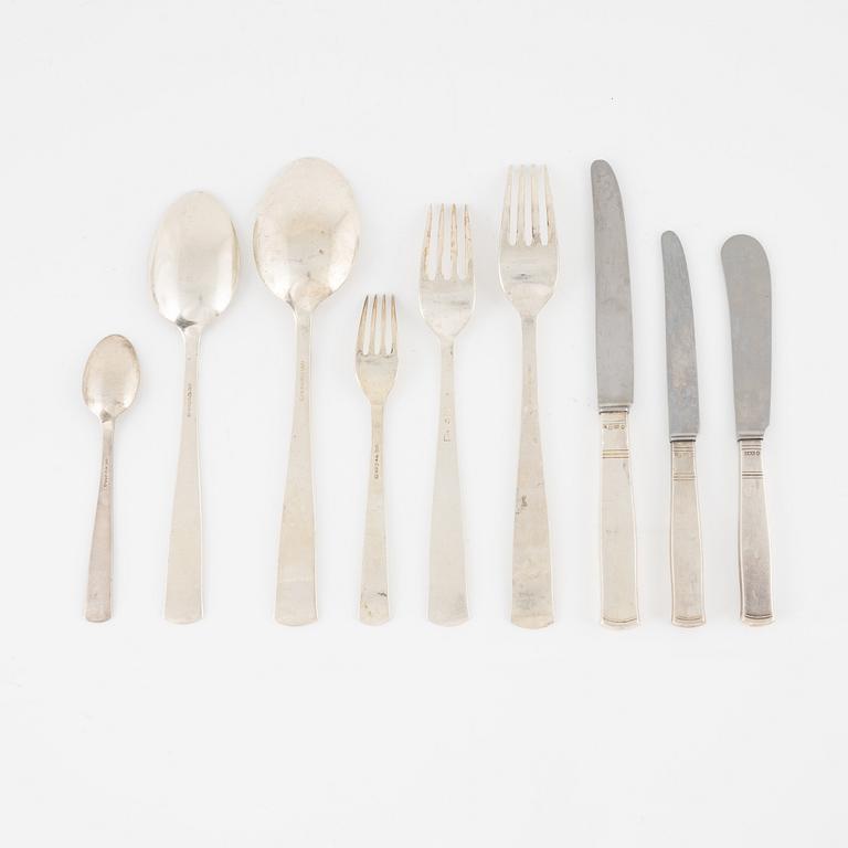Jacob Ängman, a 73-piece silver cutlery set, 'Rosenholm', GAB, Stockholm, 1948-63.