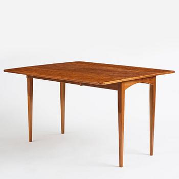 Josef Frank, a mahogany dinner table with burled wood top, Svenskt Tenn Sweden 1940s-50s.