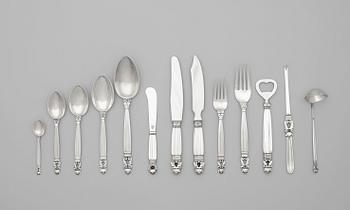 385. A Johan Rohde 80 pcs set of 'Acorn' flatware, Georg Jensen, Copenhagen 1933-77.