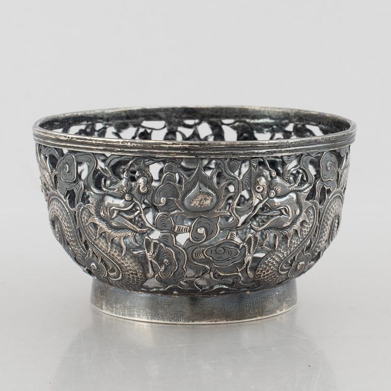 Skål, silver, Wang Hing & Co, Kina, tidigt 1900-tal.