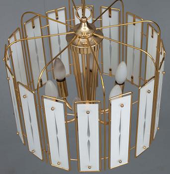 TAKLAMPA, glas samt mässing, möjligen Italien, 1970-tal. Tot h 62.