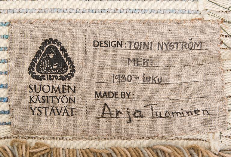 Toini Nyström, rya, modell för Finska handarbetets vänner. Ca 135 x 105 cm.